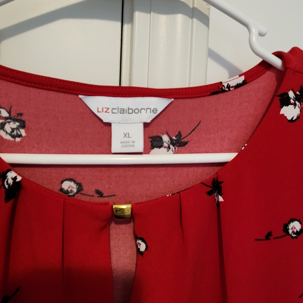 Liz Claiborne Red Floral Blouse
